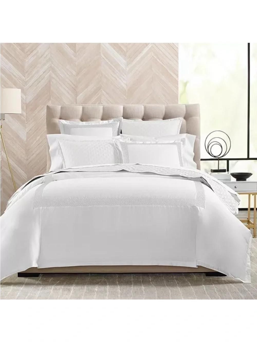 Hudson Park Collection 500TC Embroidered Geo Duvet Cover Twin Pima Cotton $340